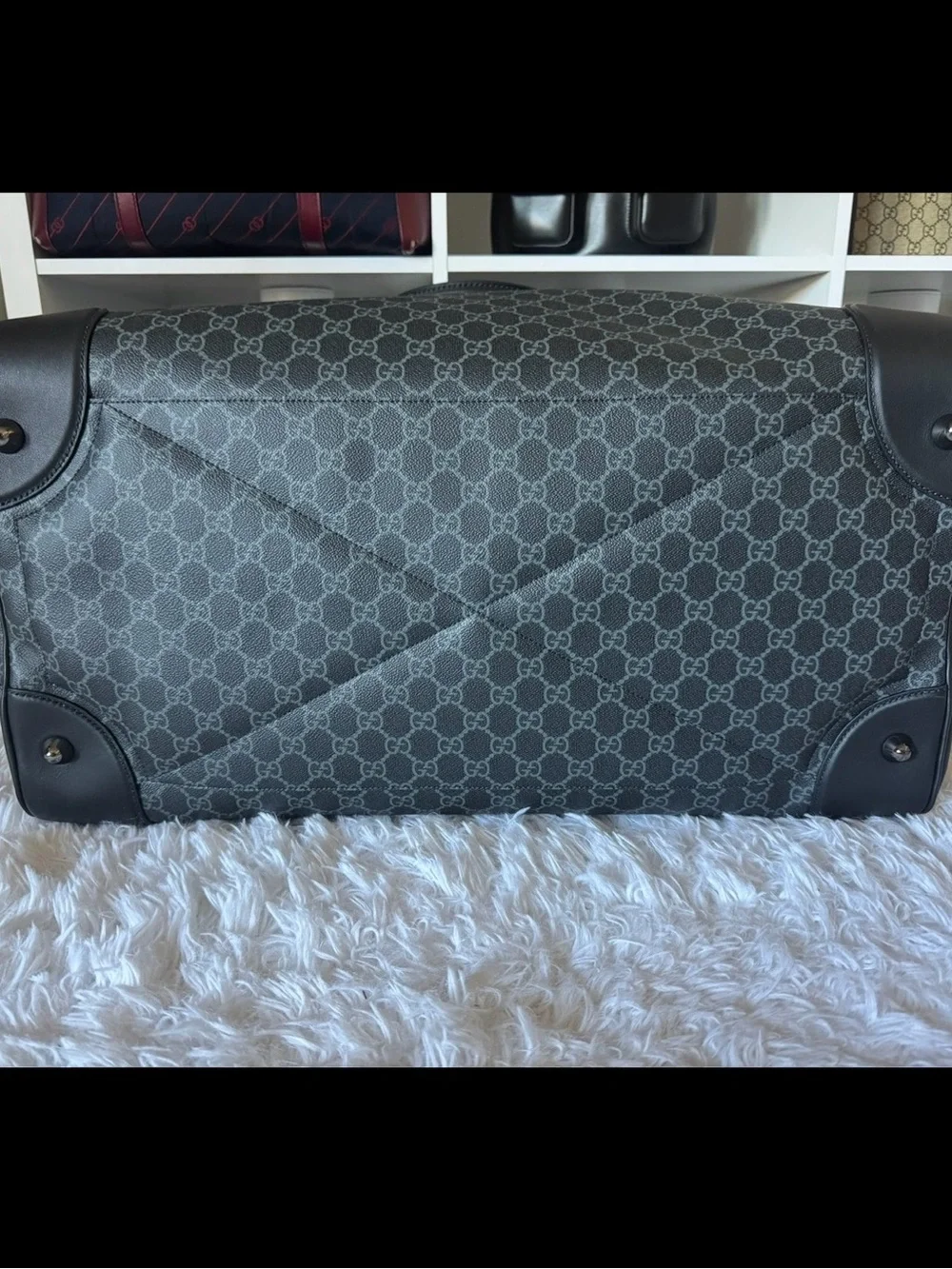 Gucci Black & Gray GG Supreme Duffel Bag